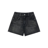 Women's Vintage Washed Wide-Leg Denim Shorts